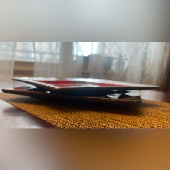 Plates by Laurie Gates Regency Collection Floral design 9 “ Grey Red Set of Two - Picture 3 of 5